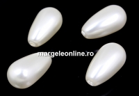 Perle Swarovski picatura, crystal white, 15x8mm - x2