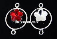 Link, base, 925 silver, for Swarovski flower fancy 10mm, sus - x1