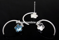 Earring findings, 925 silver, for Swarovski flower 6mm - x1pair