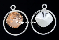 Pendant base, 925 silver, for Swarovski square 10mm, sus- x1