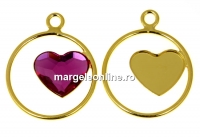 Pendant base, gold-plated 925 silver, for Swarovski heart, 10mm, dr - x1
