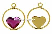 Pendant base, gold-plated 925 silver, for Swarovski heart, 10mm, jos - x1