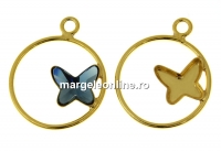 Pendant base, gold-plated 925 silver, for Swarovski butterfly 8mm, dr - x1