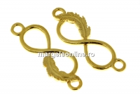 Link, infinity, feather, gold-plated 925 silver, 22mm - x1