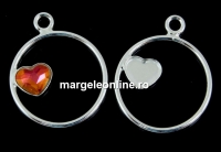 Pendant base, 925 silver, for Swarovski heart, 6mm, stg- x1