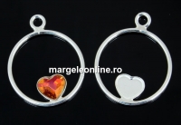 Pendant base, 925 silver, for Swarovski heart, 6mm, jos- x1