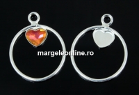 Pendant base, 925 silver, for Swarovski heart, 6mm, sus- x1