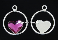 Pendant base, 925 silver, for Swarovski heart, 10mm, jos- x1