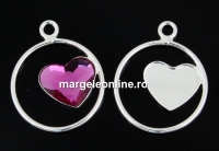 Pendant base, 925 silver, for Swarovski heart, 10mm, dr- x1