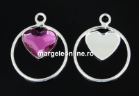 Pendant base, 925 silver, for Swarovski heart, 10mm, sus- x1