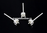 Earring findings, for pearl cabochon 6mm, 925 silver, 25mm - x1pair