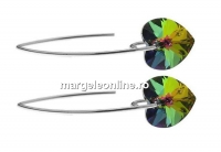 Earring findings, 925 silver, for Swarovski pendant heart, 10mm - x1pair