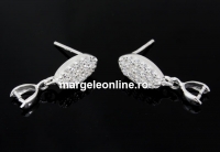 Tortite cercei cu cristale si sistem prindere, argint 925, 13mm - x1per