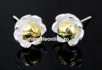 Tortite cercei floare, argint 925 cu argint aurit, 17mm - x1per