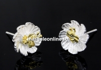 Tortite cercei floare cu albinuta, ag925 cu argint aurit, 17mm - x1per
