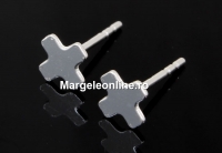 Earring findings, cross, 925 silver, 11.5mm - x1pair