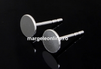Earring findings, round, 925 silver, tray 6mm - x1pair