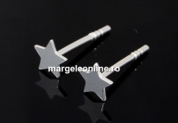 Earring findings, star, 925 silver, 4.5mm - x1pair
