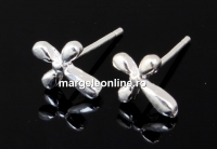 Earring findings, cross, 925 silver, 12.5mm - x1pair
