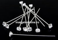 Ace cu cu cap cristal Swarovski, cystal, placat cu argint, 40mm - x1