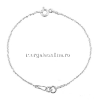 Bracelet for link, jump rings,rhodium-plated 925 silver, 18cm - x1