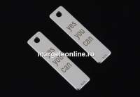 Pendant, Yes you can, 925 silver, 16x4mm  - x1
