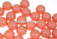 Perle Swarovski cu un orificiu, pink coral pearl, 10mm - x2