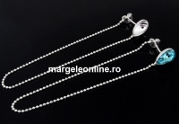 Earring findings, 925 silver, for Swarovski 4320 10x7mm - x1pair