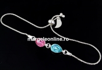 Bracelet base, 925 silver, for 2 Swarovski 4320 10x7mm - x1