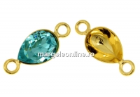 Link, base, gold-plated 925 silver, for Swarovski 4320 10x7mm - x1