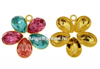 Pendant base, gold-plated 925 silver, for 5 Swarovski 4320 10x7mm - x1