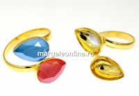 Ring base, gold-plated 925 silver,2 Swarovski drops 4320 14x10mm - x1