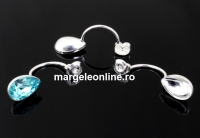 Earring extension, 925 silver rod, drop 10x7mm - 1pair