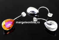 Earring extension, 925 silver rod, drop 14x10mm - 1pair