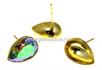Earring findings, gold-plated 925 silver, for Swarovski 4320 14x10mm - x1pair