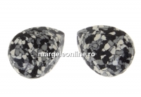 Swarovski, fancy picatura, marbled black, 14x10mm - x1