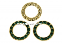 Swarovski, disc placat cu aur, emerald, 15.5mm - x1