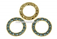 Swarovski, disc placat cu aur, aquamarine, 15.5mm - x1