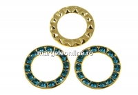 Swarovski, disc placat cu aur, indicolite, 15.5mm - x1