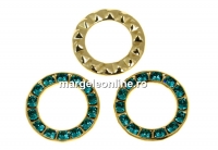 Swarovski, disc placat cu aur, blue zircon, 15.5mm - x1