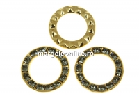 Swarovski, disc placat cu aur, black diamond, 15.5mm - x1