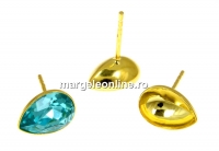 Earring findings, gold-plated 925 silver, for Swarovski 4320 10x7mm - x1pair