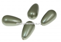 Perle Swarovski picatura, powder green, 15x8mm - x2