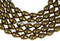 Margele Swarovski perle picatura, antique brass, 11x8mm - x2