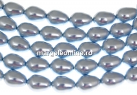 Swarovski beads, drop pearl, light blue, 11x8mm - x2
