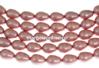 Margele Swarovski perle picatura, powder rose, 11x8mm - x2