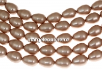 Margele Swarovski perle picatura, powder almond, 11x8mm - x2