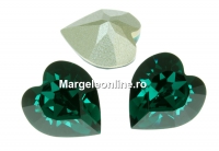 Swarovski, fancy chaton heart, emerald, 5.5mm - x4