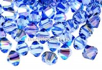 Swarovski, margele bicone, light sapphire shimmer, 6mm - x10