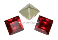 Swarovski, fancy chaton Square, scarlet, 6mm - x4